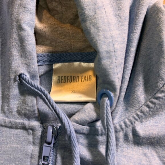 Bedford Fair Women XL Blue Gray Zipper Front Pocket Hoodie Light Jacket‎ (T) - Picture 6 of 7